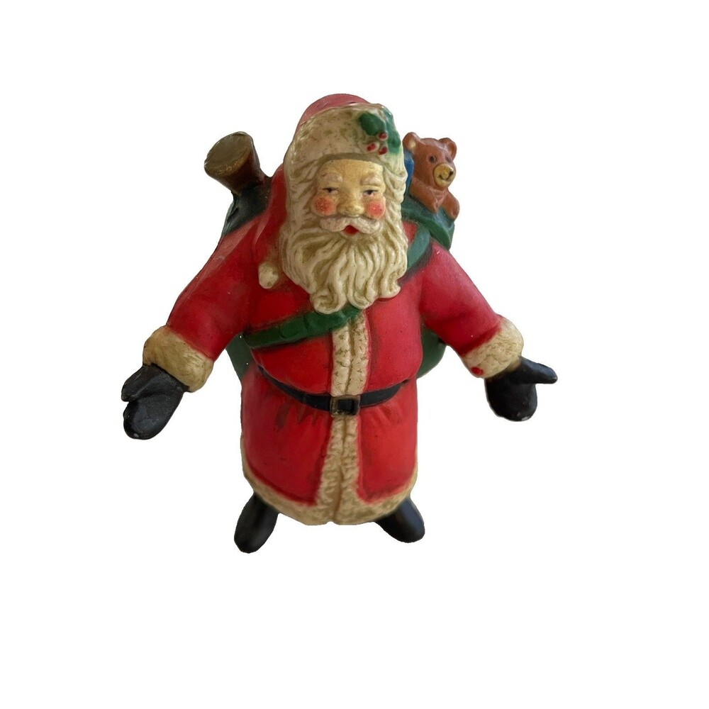 Vintage Plastic Small Santa Blow Mold Christmas Decor Santa Figurine 5.5" Tall